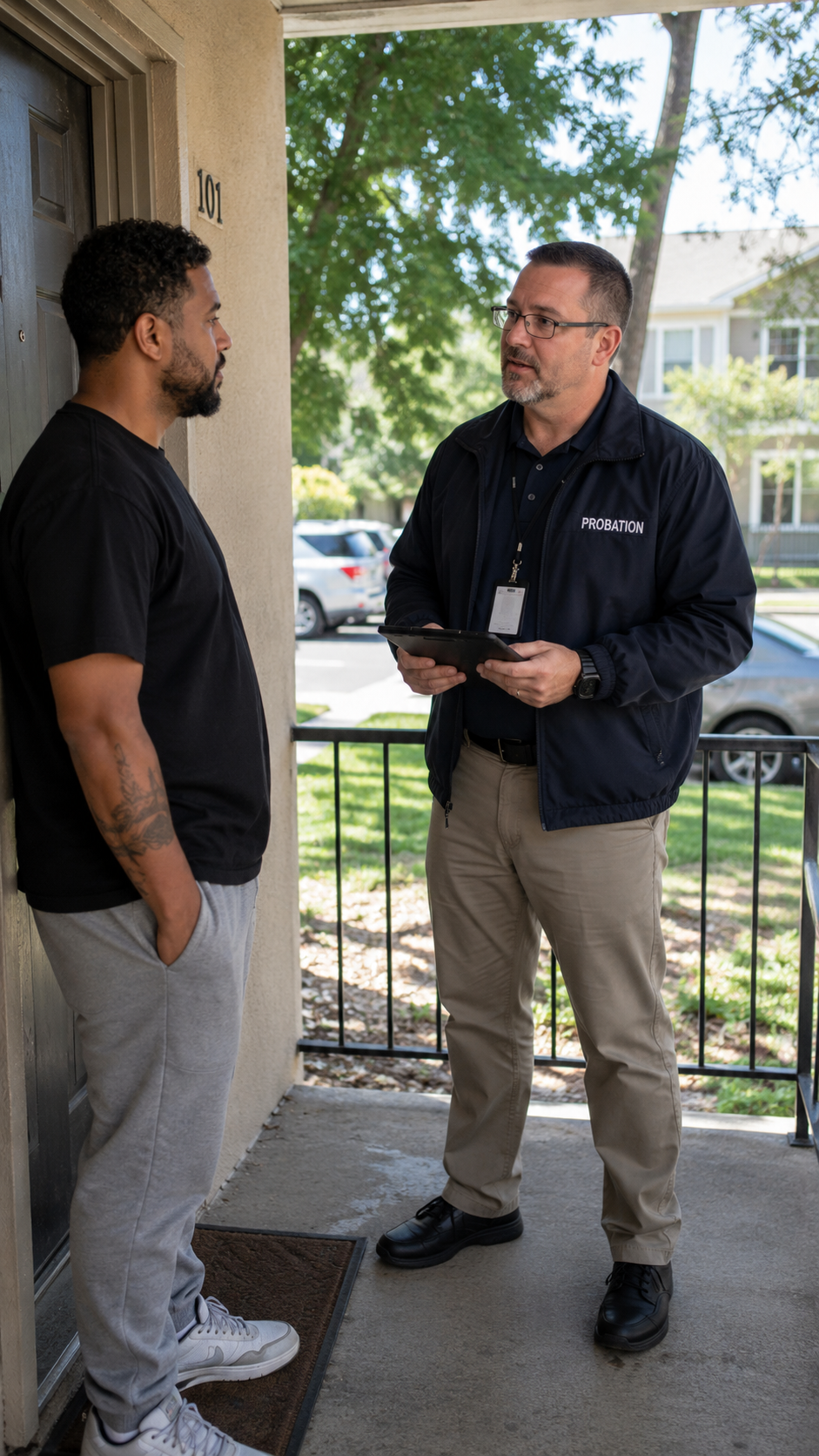 Probation officer talking with subject